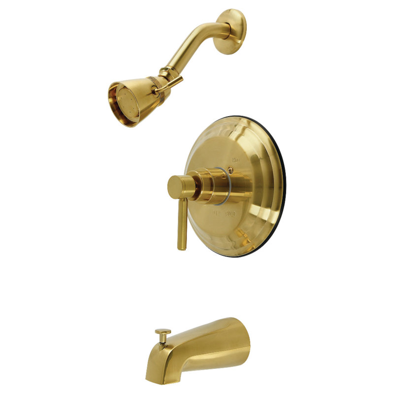 Kingston Brass Concord Single-Handle Pressure Balanced Tub and Shower Faucet, Brushed Brass