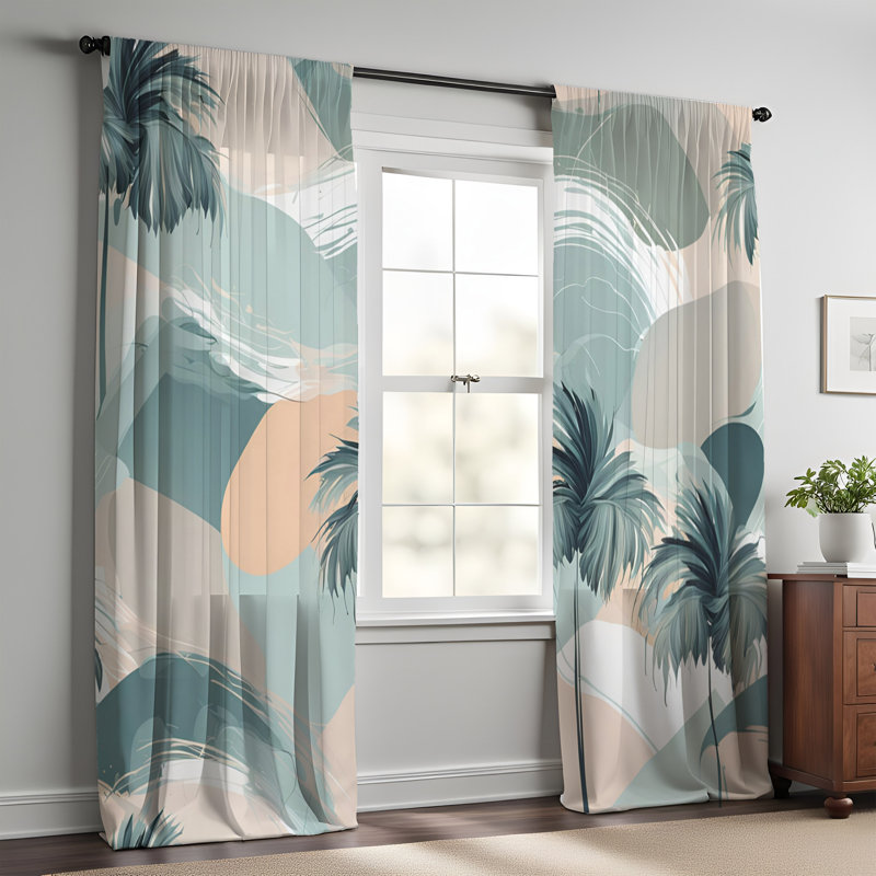 Paire de rideaux semi-transparents en polyester Dorylee, L 40 po x L 82 po