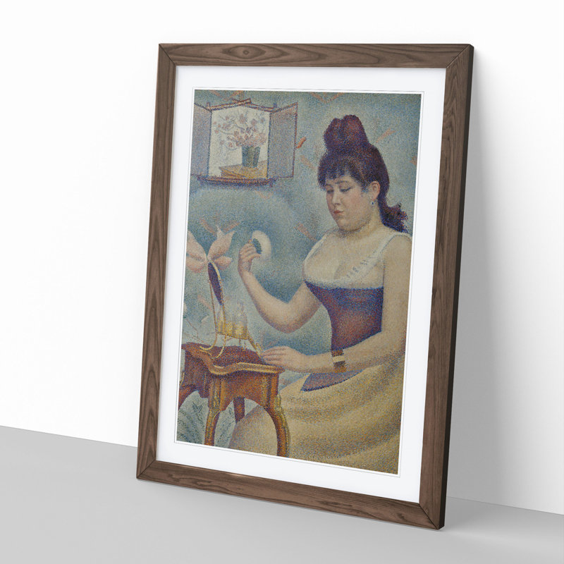 Woman Powdering Herself by Georges Seurat - Picture Frame Painting, Walnut Framed, 48cm H x 36cm W x 2cm D