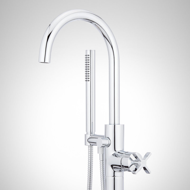 Vassor Floor Mounted Tub Filler Faucet and Valve, Chrome