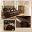 Ensemble de canapé et causeuse inclinables en cuir 2 pièces avec console de rangement Reddish Brown