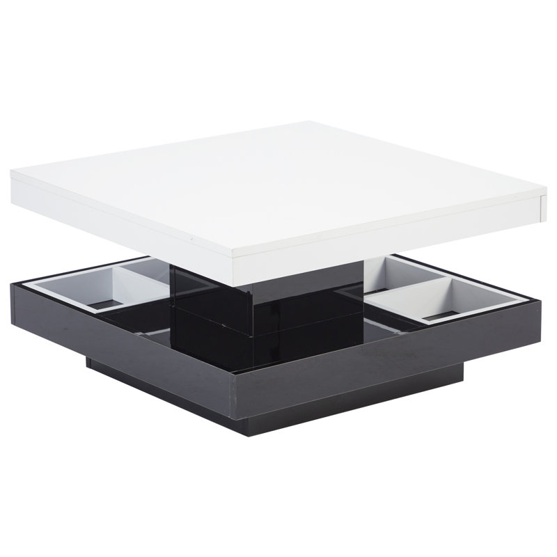 Frame Coffee Table with Storage, Black