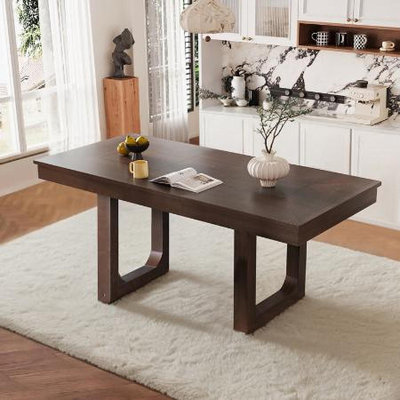 Table de salle à manger extensible 60 "à 78", table de cuisine en bois de ferme avec rallonge amovible, grande table extensible pour 4 à 8 personnes, noyer