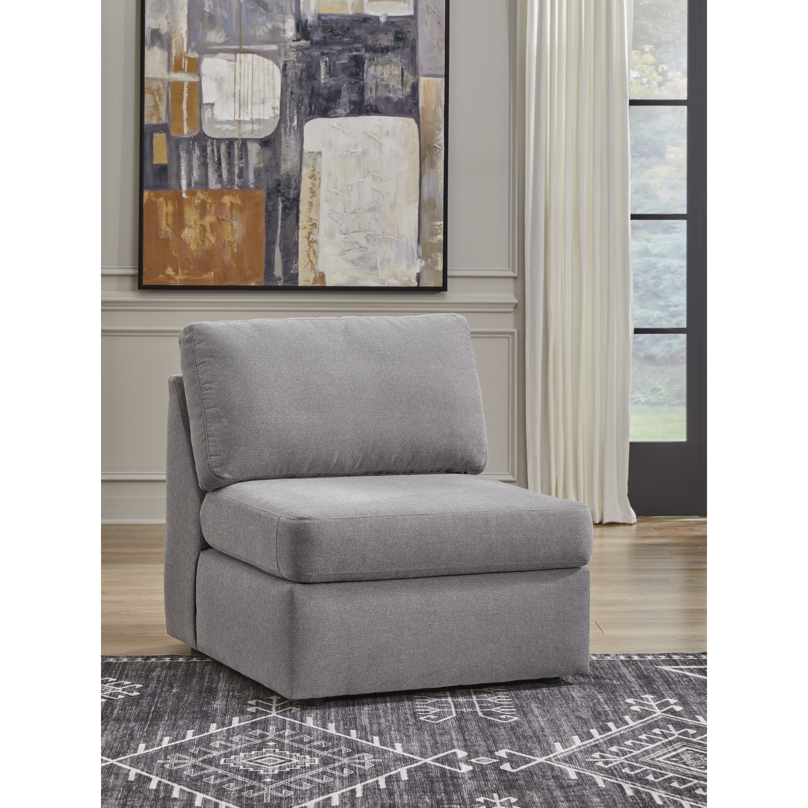 Modular Sectional, Gray Polyester