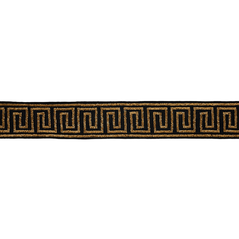 Delphi Beaded Tape, Gold on Black