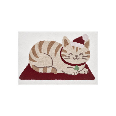Tapis de bain touffeté Hallmark Holiday Happy Cat, 51 x 76 cm