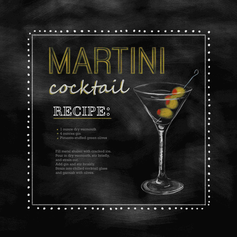 " Martini Chalk ", 12" H x 12" W