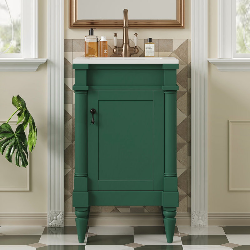 Meuble-lavabo moderne de 18 pouces avec lavabo, conception peu encombrante et rangement durable pour les petites salles de bain