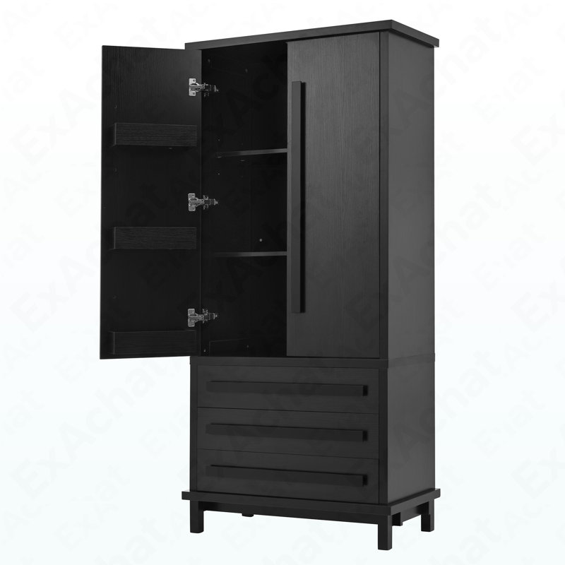 Luxueux garde-manger en bois de 70 po - 6 tablettes de porte + 2 tablettes d'armoire + 3 tiroirs pour la cuisine et la salle à manger