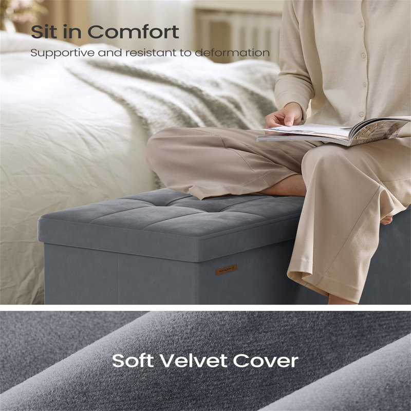 110cm Wide Footstool Ottoman, Grey