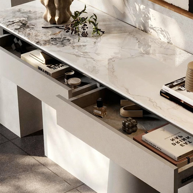 Console Modern Minimalist Luxury Art, Or champagne, H 33,46 po x l 62,99 po x P 13,78 po