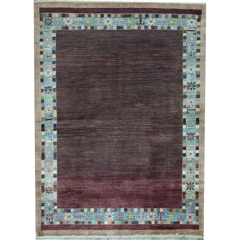Tapis bleu clair et vin de haute qualité noué à la main