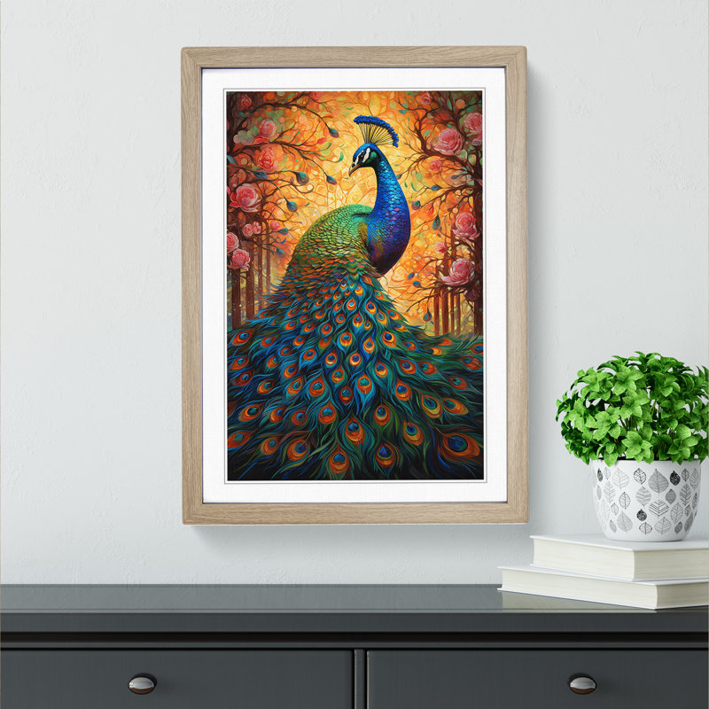 Peacock Orphism Framed Print, Oak Framed, 34cm H x 25cm W x 2cm D
