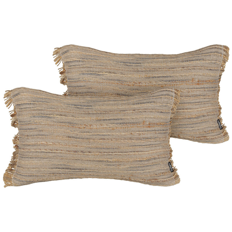 LEDUM Striped Beige Rectangular Lumbar Cushion