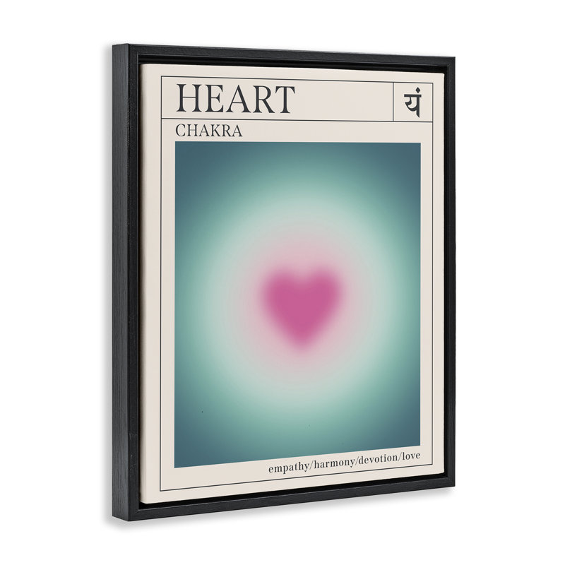 «Heart Chakra Meditation», art mural encadré flottant, Cadre flottant noir de jais, H 21 po x l 17 po