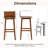 29" Wood Bar Stools With Solid Back & Seat Mid Century Bar Chairs-1823591842