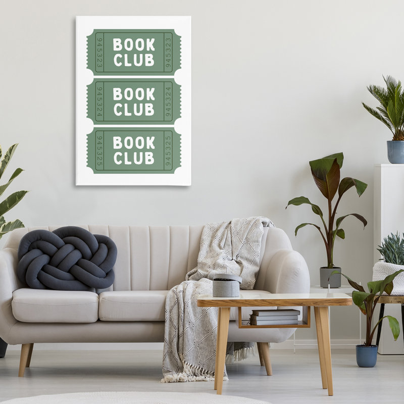 Toile Green Book Club, conception de lettres et doublure, H 30 po x l 20 po