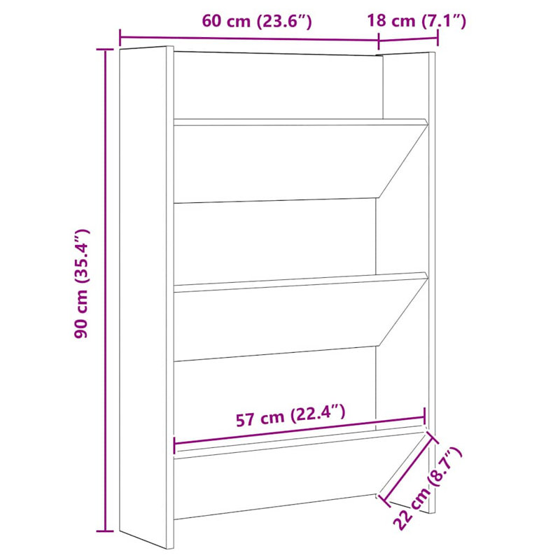 Wall Shoe Cabinet With Shelf Other Engineered Wood, Artisan Oak