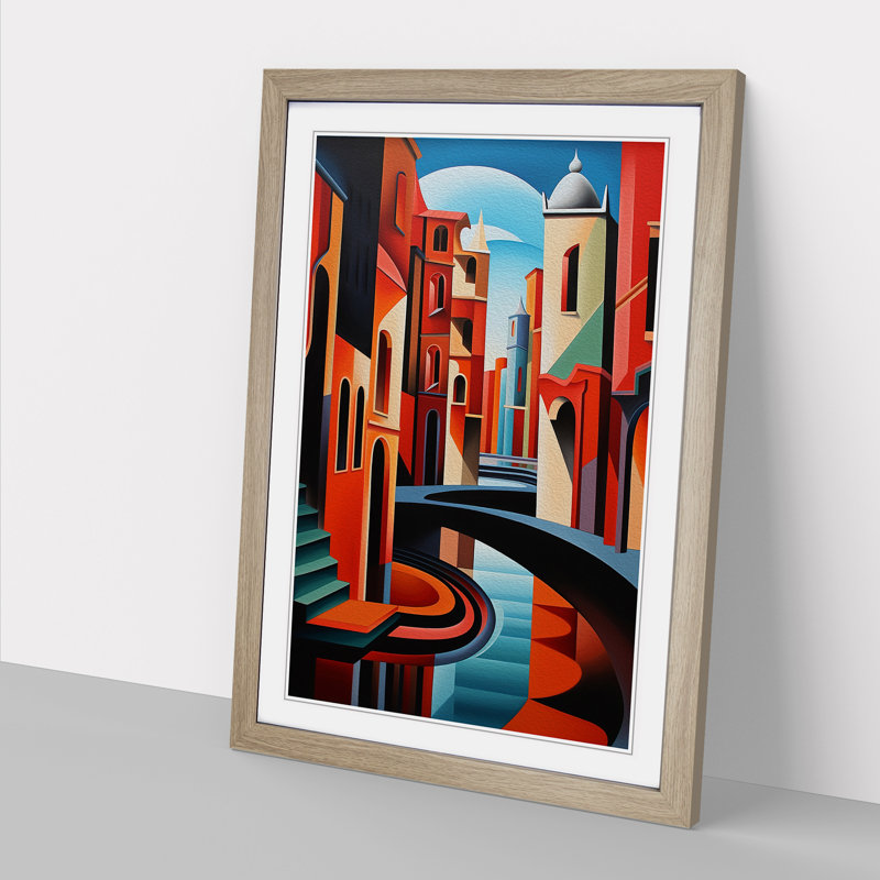 Venice Constructivism - Framed Print, 34cm H x 25cm W x 2cm D, Oak