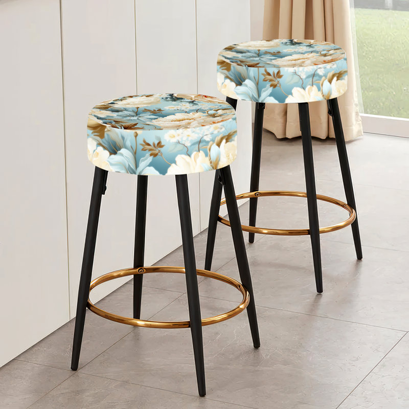 Ensemble de 2 tabourets de bar Beige Timeless Peony Delights