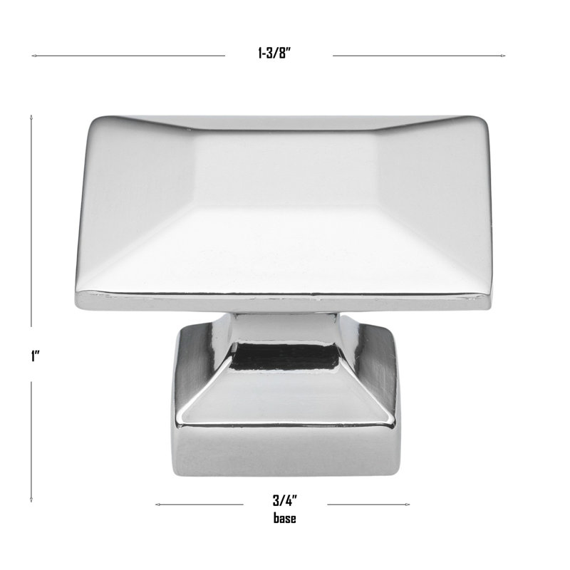 1 3/8" Length Square Knob Multipack, Polished Chrome