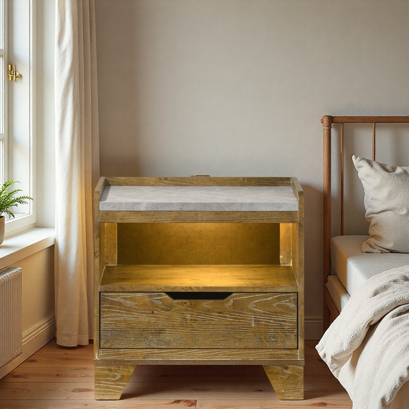 Table de chevet Light Aspen avec DEL USB