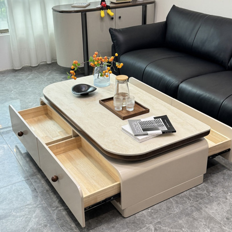 Table basse à quatre tiroirs Creamy Rockboard