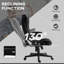 Fauteuil de bureau chauffant avec massage, dossier inclinable, rembourré, hauteur de siège réglable, chaleur vibrante noire, siège