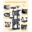 180 cm Cat Tree for Indoor Cats, Cat Tower, Multi-Level Cats Condo with 8 Scratching Posts, 3 Platforms, 2 Caves, Basket, Plush Balls, Sisal Rope, Anti-Tip Kit -1007212131