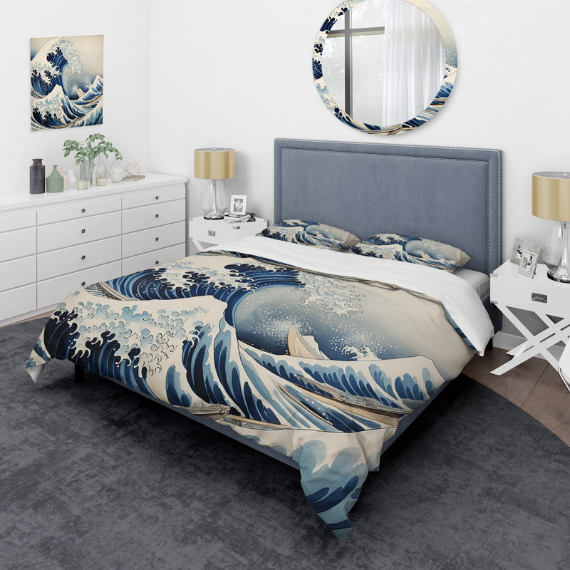 Ensemble de housse de couette Master Master The Great Wave Of Kanagawa IV, Housse de couette très grand et 2 très grandes t