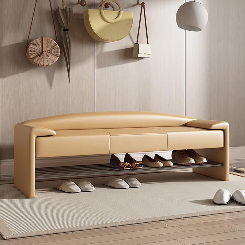Banc de rangement rembourré pour chaussures, Orange