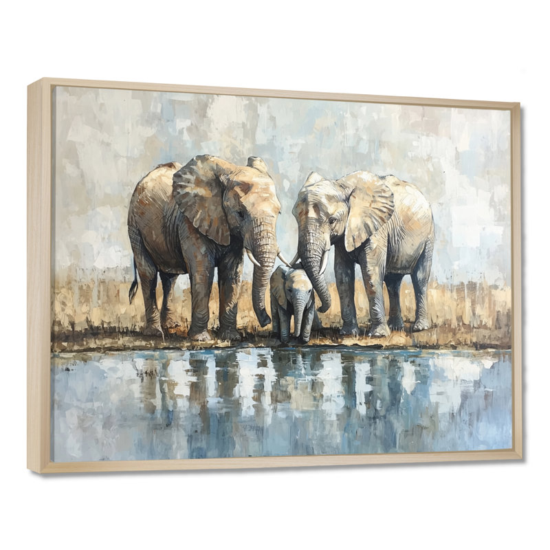 Gumbs - Animals Wall Art, H 34 po x l 44 po, Impression encadrée flottante, Crème, crème