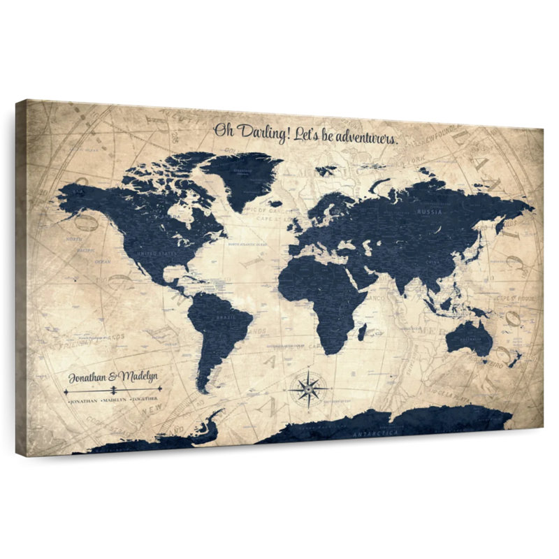 Carte du monde personnalisée Pin's Pin, H 34 po x l 51 po, Oui