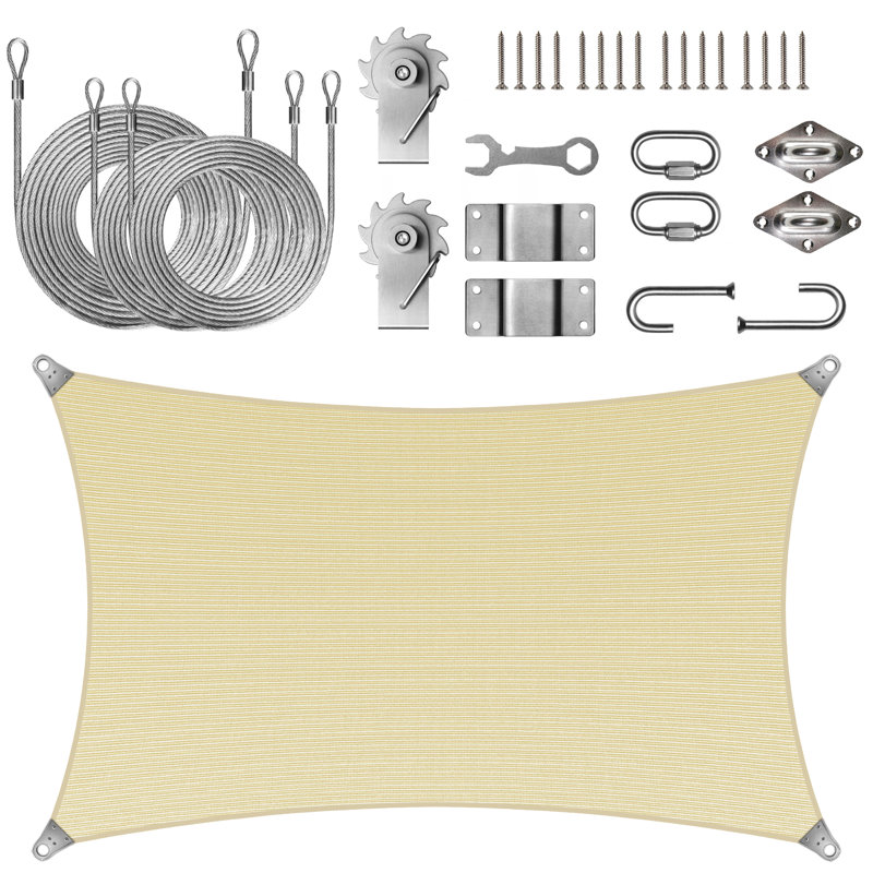 Voile d'ombrage ultra-durable et durable avec treuil Colourtree, Beige, 16 pi x 20 pi