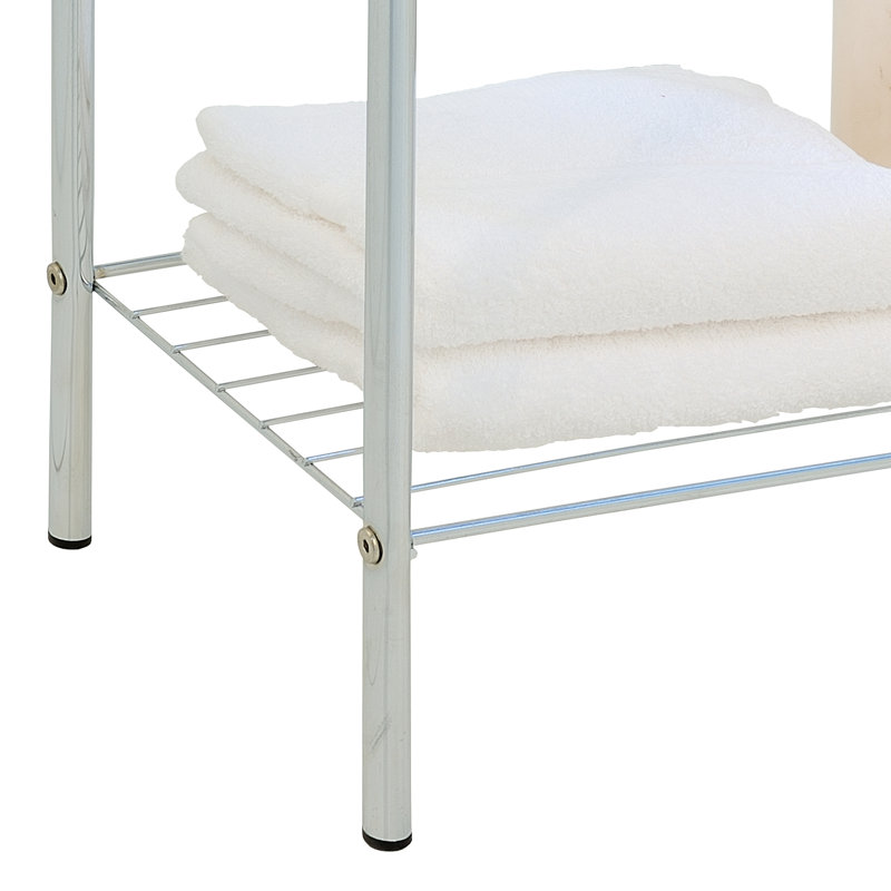 Chrome 3-Tier Freestanding Towel Rack with Storage Shelf