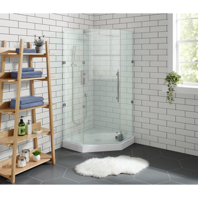 Voltaire 42" x 42" Acrylic White, Single-Threshold, Center Drain, Neo-angle Shower Base