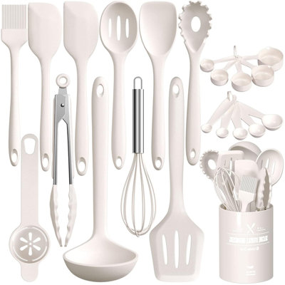 22 Pcs Silicone Cooking Utensil Set, Kitchen Utensils Set,  White