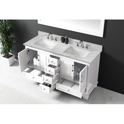 Meuble-lavabo 60 po Cledith avec comptoir en quartz