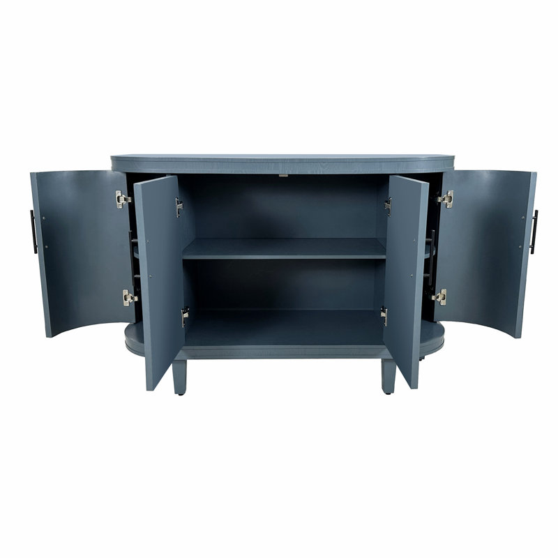 Élégant buffet incurvé avec tablettes réglables pour un rangement polyvalent et un décor moderne, Bleu