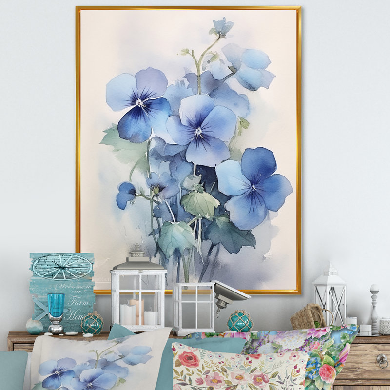 " Violets Dreamer I ", Gold Floater Framed, 32" H x 24" W x 1" D