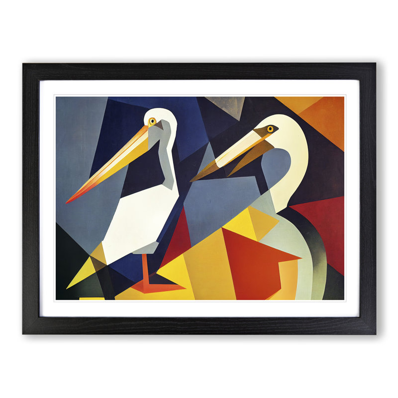 Abstract Pelicans Vol.1 - Framed Print, Black, 34cm H x 46cm W x 2cm D