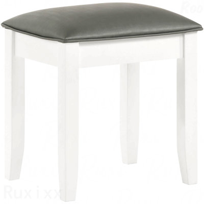 Tabouret d'appoint - Meuble-lavabo blanc brillant avec siège rembourré parfait pour les salons modernes