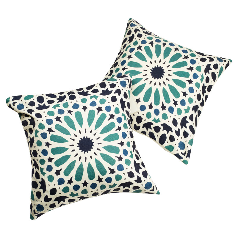 Coussin de patio intérieur en polyester recyclé résistant aux taches et lavable à la machine, Carré 18 po x 18 po, 2