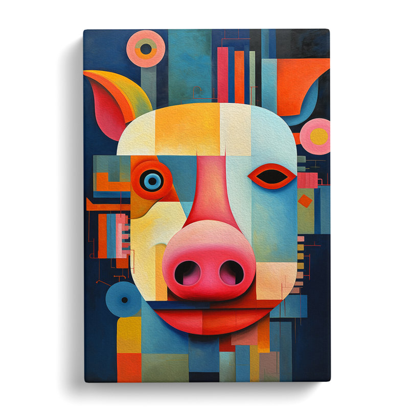 Pig Constructivism No.2 - Wrapped Canvas, 50cm H x 35cm W x 3cm D