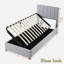 Lit plateforme tapissier avec système de rangement hydraulique, tête de lit à rayures verticales-356929797