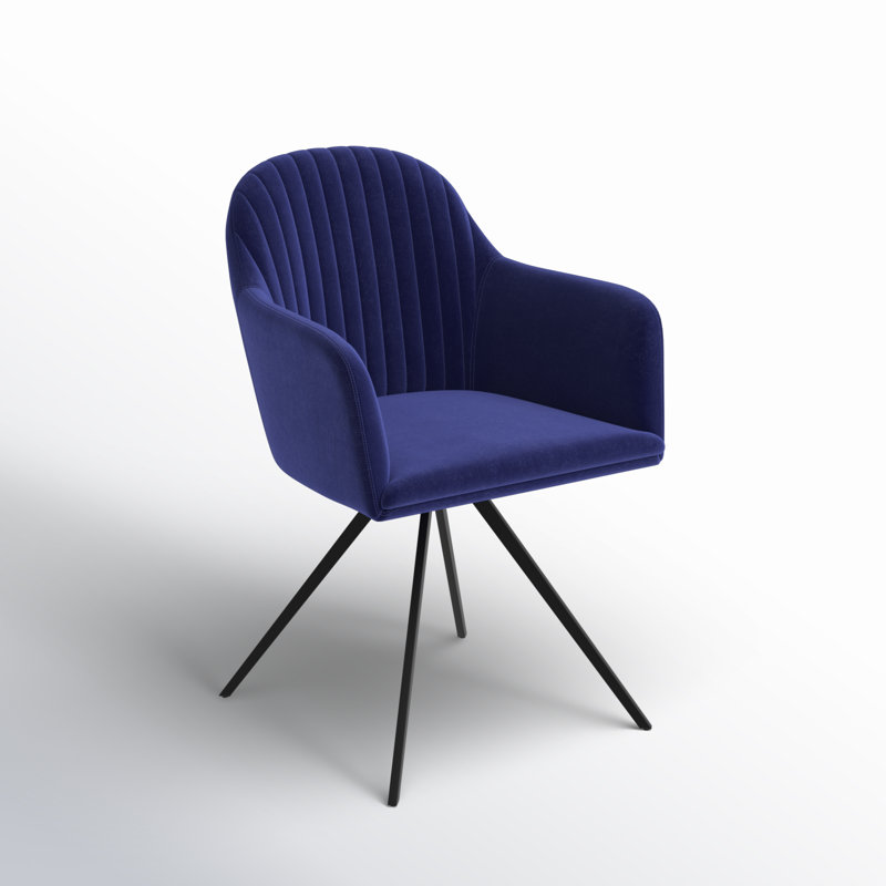 18.5'' H Tufted Velvet Upholstered Dining Chair, Sapphire Blue Velvet