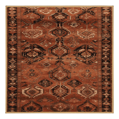 Machine Washable Persian Brown Area Rug