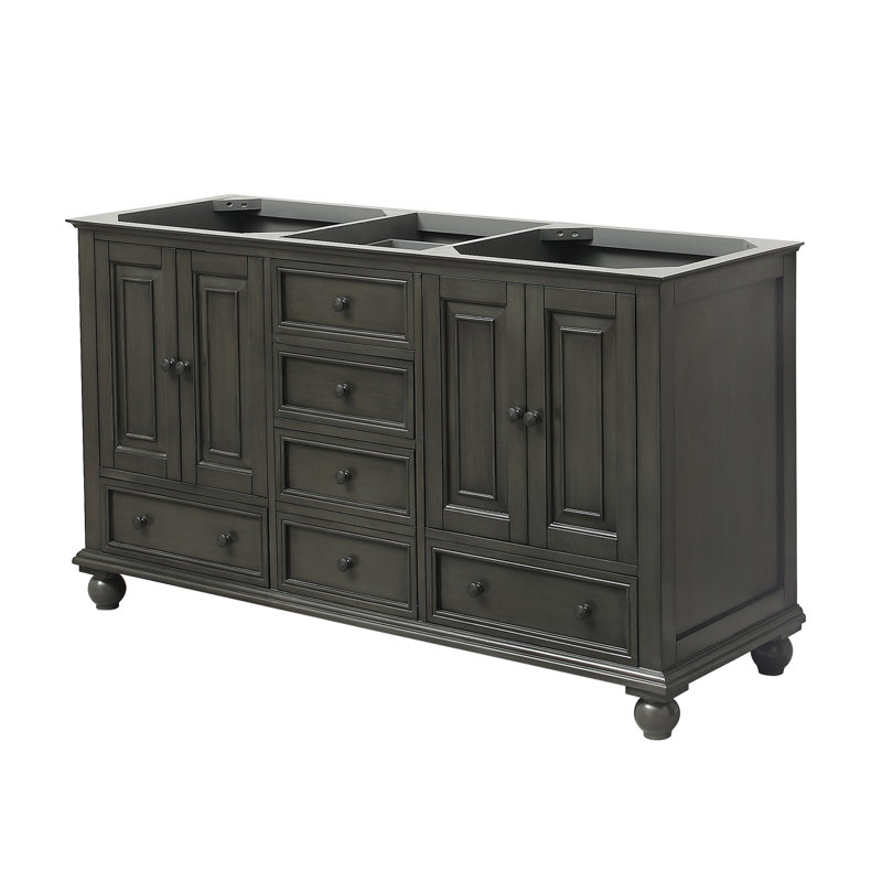 Base de meuble-lavabo double 60 po Magruder, Glacis gris anthracite