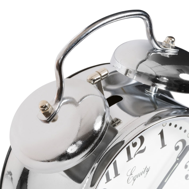 Analogue Metal Quartz Movement / Crystal Tabletop Clock with Alarm in Chrome