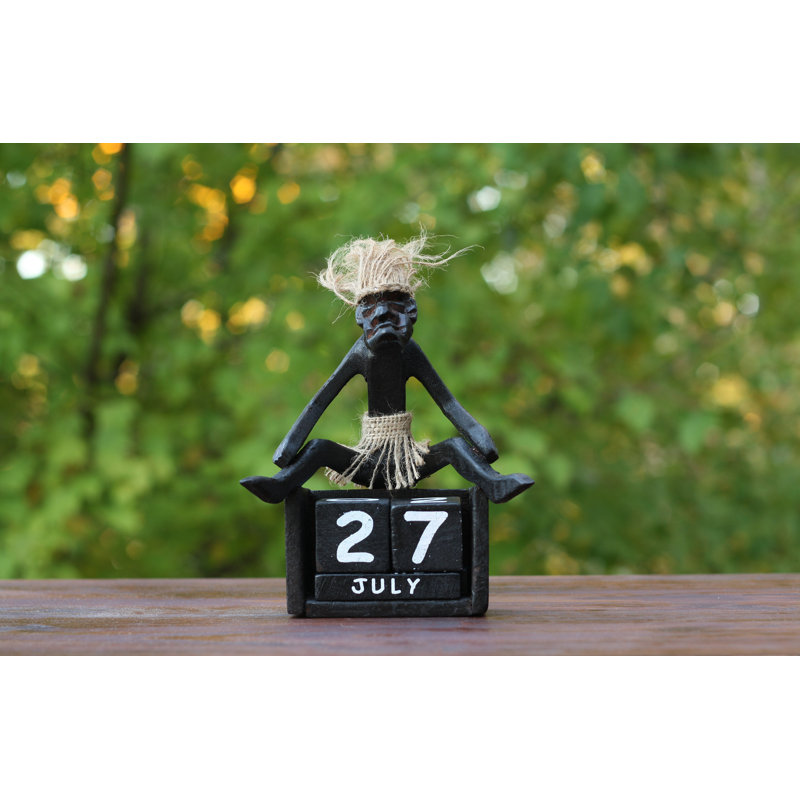 Gentile fait à la main en bois statue tribale primitive calendrier blocs amovibles sculpture tiki bar fabriqué à la main cadeau unique décor figurine sculptée à la main primitive